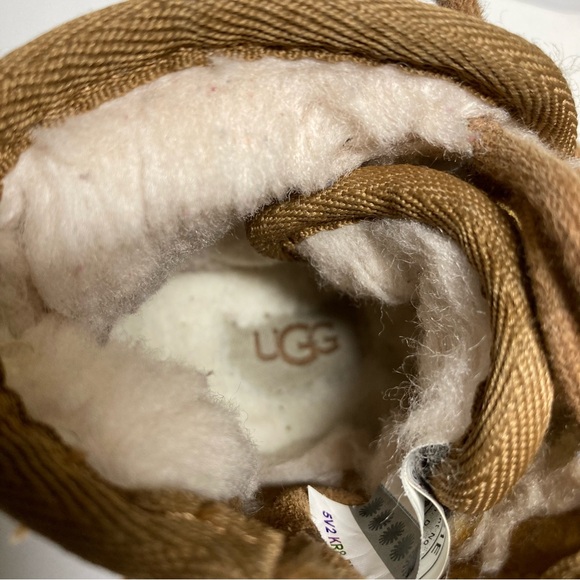 UGG Neumel II Boots Toddler 6 Graphic Stitch Fur Lined Unisex Tie Chukka Brown - Picture 11 of 16